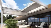 Pergola bioclimatique rétractable blanche